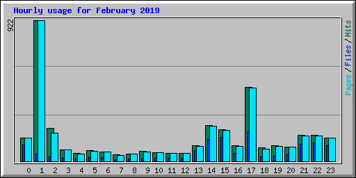 Hourly usage for February 2019