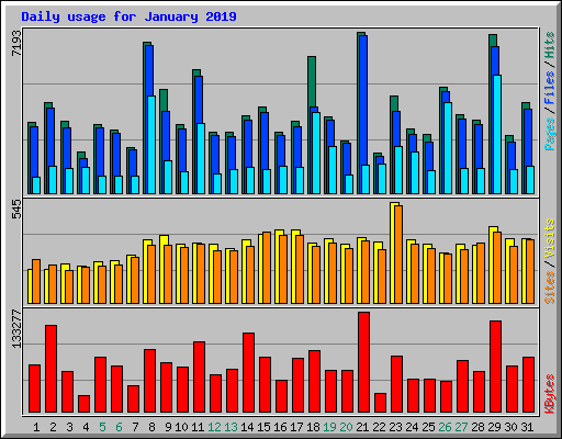 Daily usage for January 2019