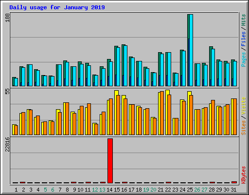 Daily usage for January 2019