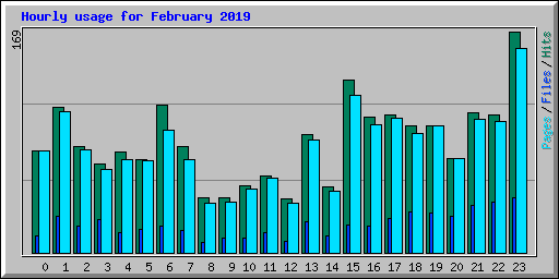 Hourly usage for February 2019