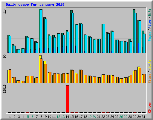 Daily usage for January 2019